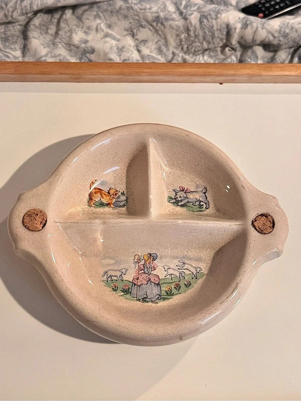 Vintage Divided Ceramic Serving Dish Cottagecore Farm